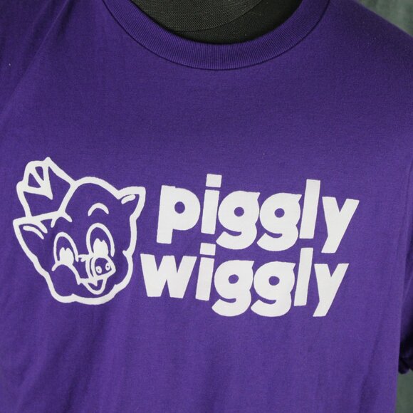 Retro Adverstiing Shirt - Pggly Wiggly Logo on Purple - Men's Large - Picture 2 of 9